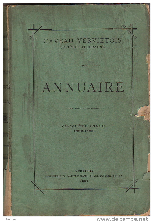 Littérature Wallonne 1883 Caveau Vervietois Verviers Cinquième Année - 1801-1900