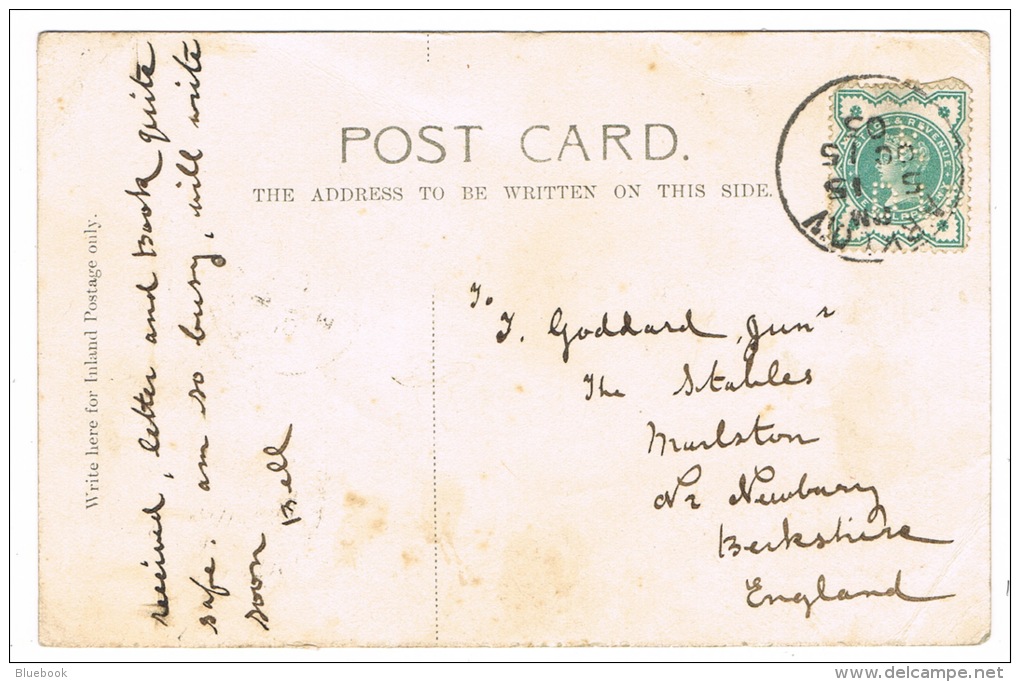 RB 1071 - 1903 Postcard - Shelton Abbey Arklow Wicklow Ireland With QV 1/2d Jubilee Perfin K.D. Ltd - Briefe U. Dokumente