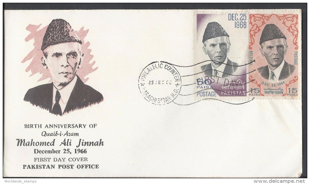 Pakistan FDC 1966 Quaid-i-Azam Mohammad Ali Jinnah Birth Anniversary - Pakistan