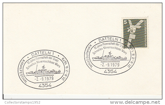 32993- MARS MINESWEEPER, SHIP, SPECIAL POSTMARK ON CARDBOARD, SATELLITE STAMP, 1979, GERMANY - Ships