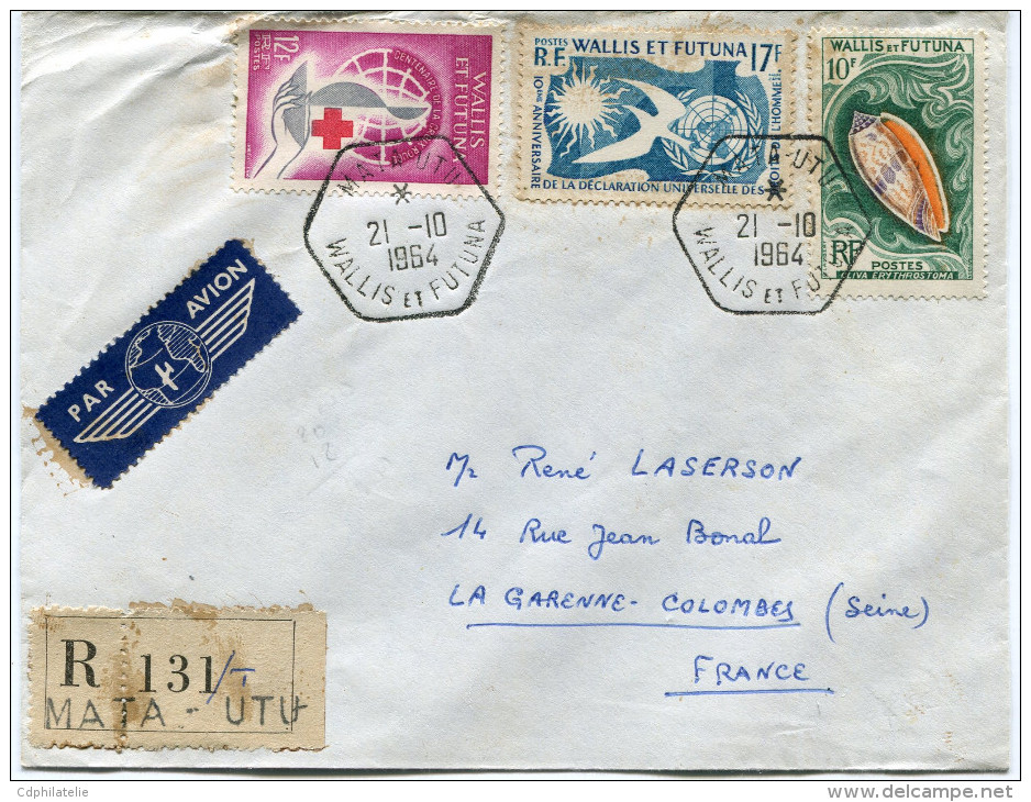 WALLIS ET FUTUNA LETTRE RECOMMANDEE PAR AVION DEPART MATA-UTU 21-10-1964 POUR LA FRANCE - Cartas & Documentos