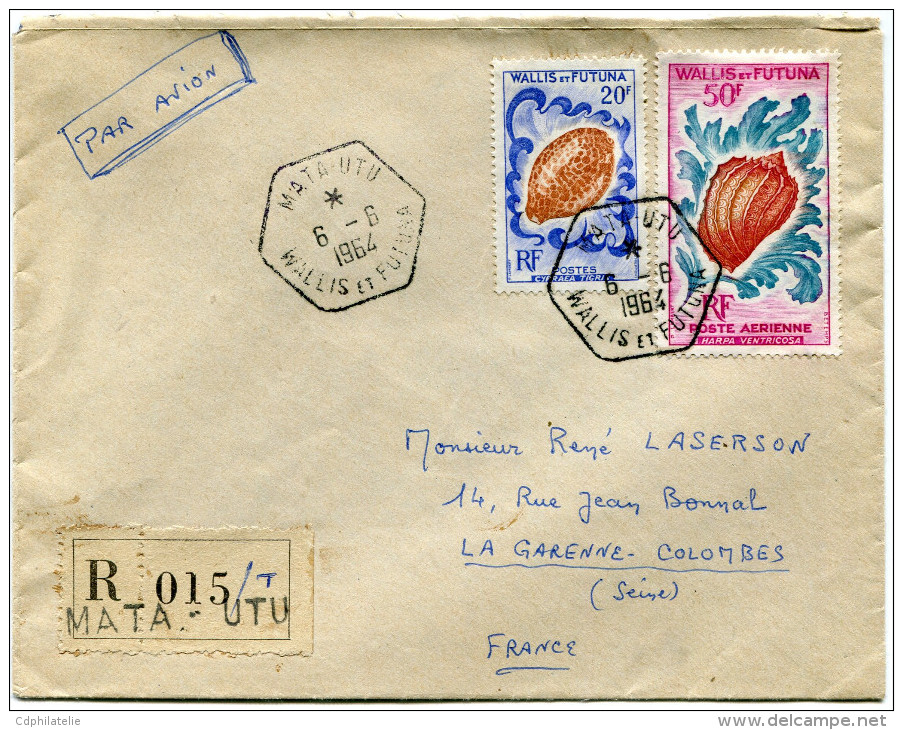 WALLIS ET FUTUNA LETTRE RECOMMANDEE PAR AVION DEPART MATA-UTU 6-6-1964 POUR LA FRANCE - Lettres & Documents