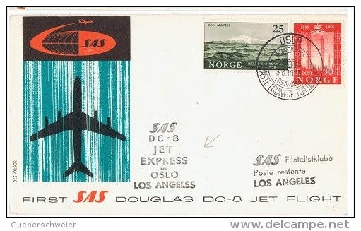 VOL-L16 - NORVEGE 1er Vol DC 8 OSLO - LOS ANGELES 1959 - Briefe U. Dokumente