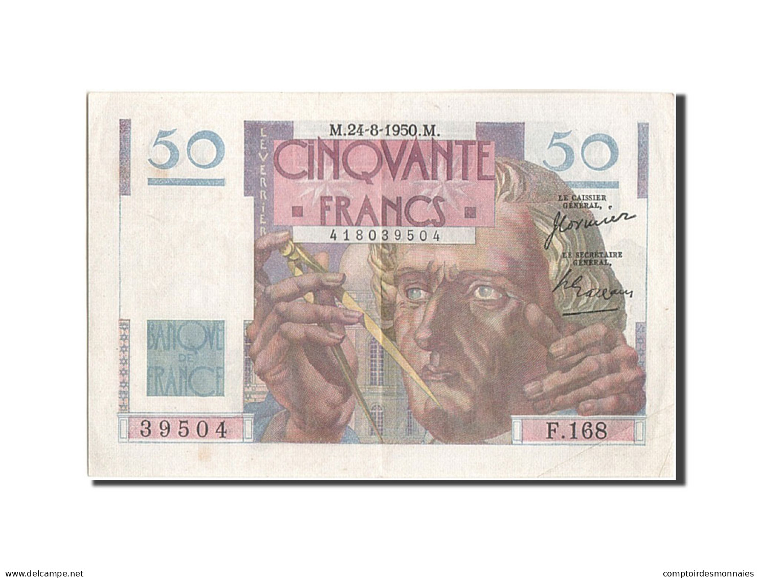 Billet, France, 50 Francs, 50 F 1946-1951 ''Le Verrier'', 1950, 1950-08-24 - 50 F 1946-1951 ''Le Verrier''