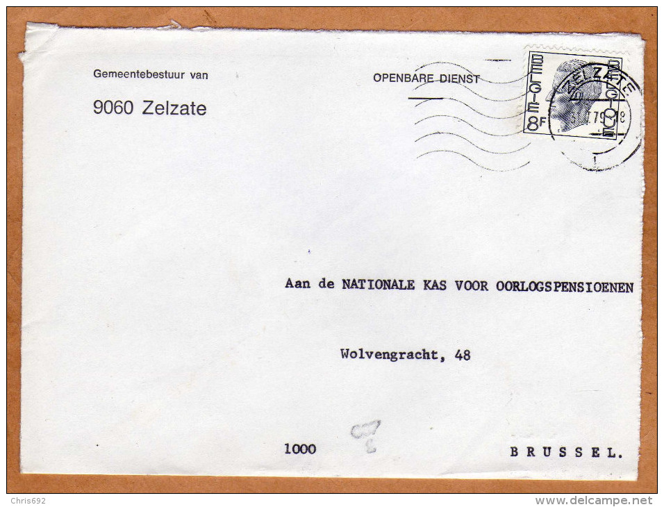 Enveloppe Brief Cover Gemeentebestuur Van Zelzate - Briefe U. Dokumente