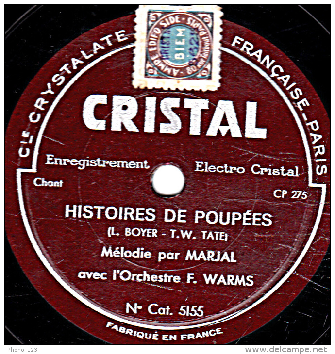 78 Trs - 25 Cm - état B -  MARJAL - TES YEUX - HISTOIRES DE POUPEES - 78 T - Disques Pour Gramophone