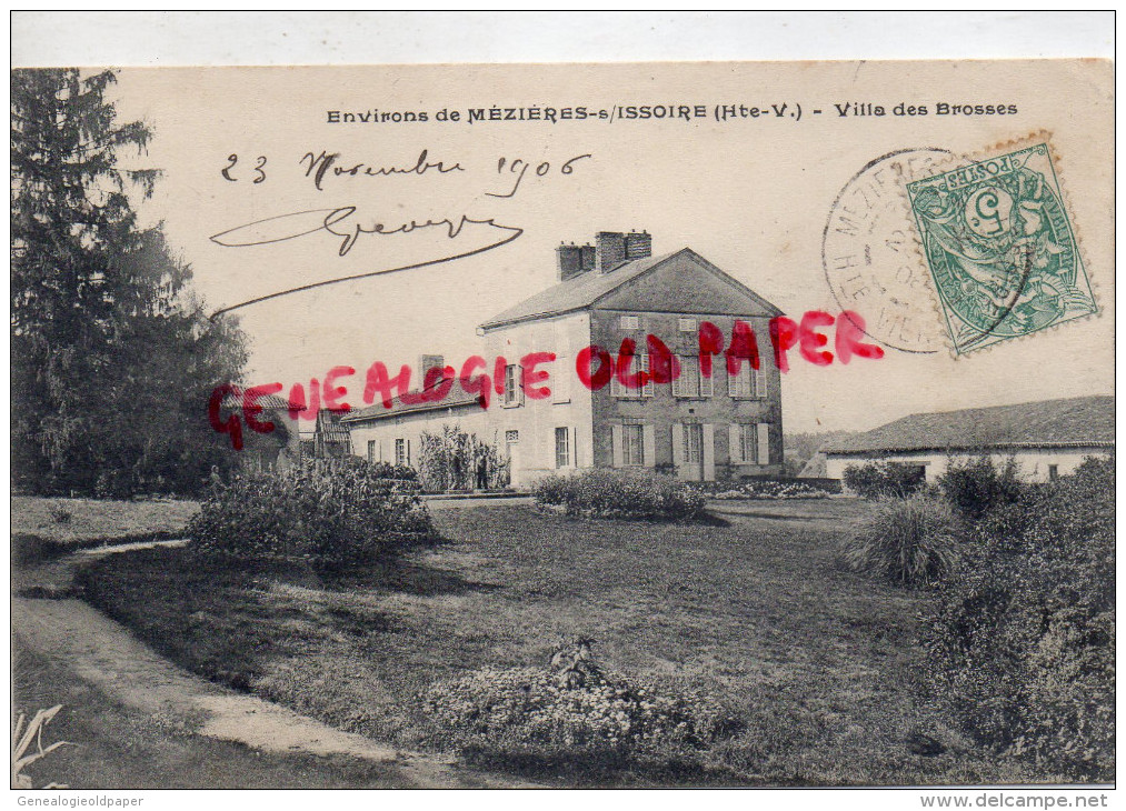 87 - MEZIERES SUR ISSOIRE - VILLA  DES BROSSES - 1906- MARGUERITE AUDUBERT AIX EN PROVENCE MANUFACTURE ALLUMETTES - Meziere Sur Issoire