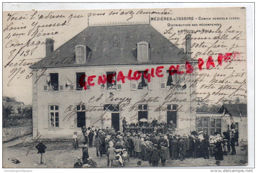 87 - MEZIERES SUR ISSOIRE -  COMICE AGRICOLE 1909- DISTRIBUTION DES PRIX - L' HOTEL DE VILLE - Meziere Sur Issoire