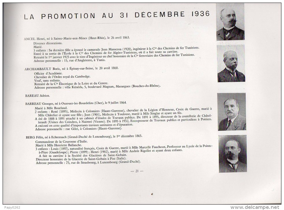 704 I)  ECOLE CENTRALE DES ARTS ET MANUFACTURES - 26-27 JUIN 1938 - NOCE D´OR PROMOTION 1886 - Documenti Storici