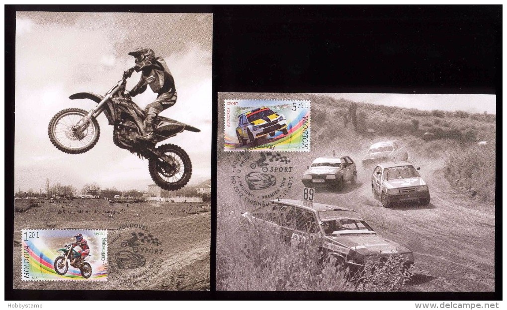 Moldova 2015, Motorbikes Cars Motocross Autocross, 2 Maxicards - Moldavia