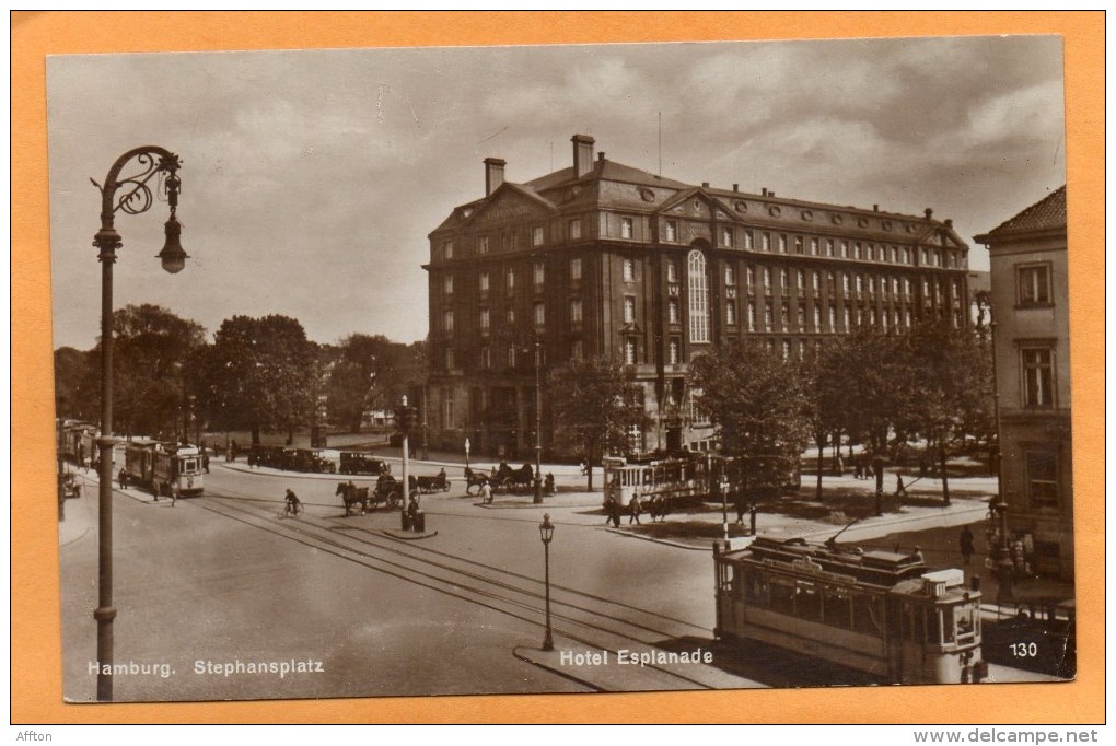 Hamburg Stephansplatz Hotel Esplanade Tram 1920 Postcard - Mitte