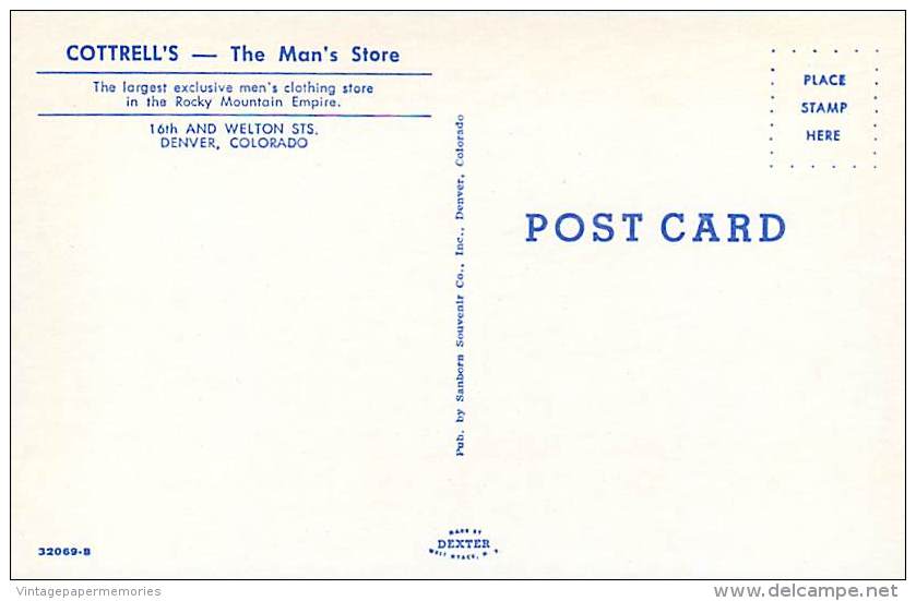 257445-Colorado, Denver, Cottrell's Man's Store, Sanborn By Dexter Press No 32069-B - Denver