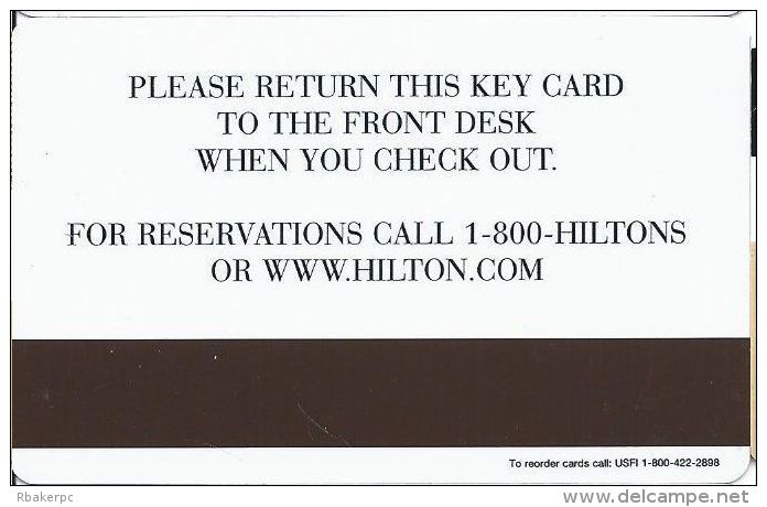 Hilton Hotel Room Key Card With Reorder Info Under Mag Stripe - Hotel Keycards