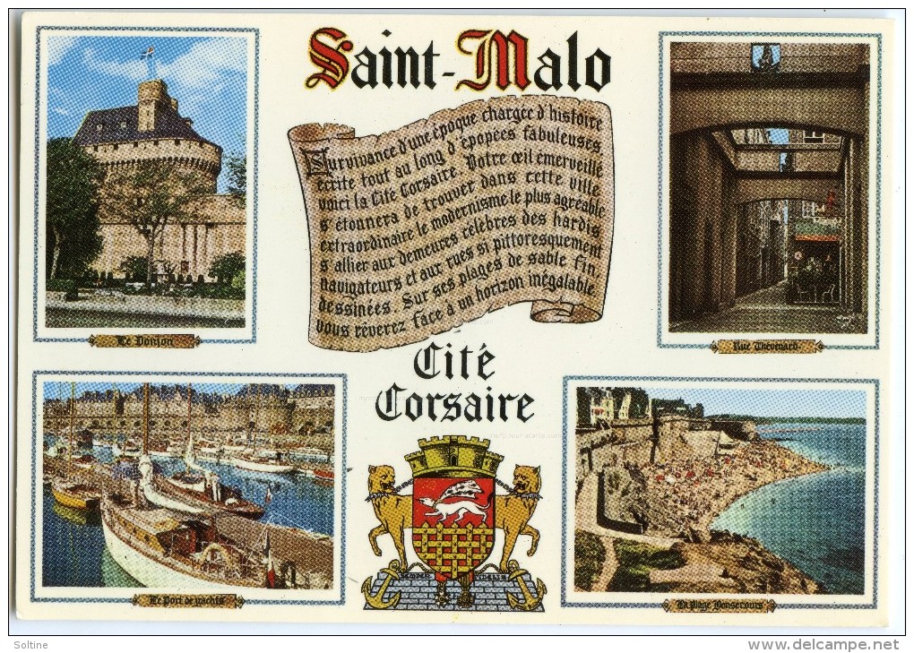 Bretagne - Côte D´Emeraude - Saint-Malo, Cité Corsaire - Multivues - écrite Non Timbrée - 2 Scans - Saint Malo