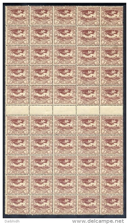 UPPER SILESIA 1920 Definitive 3 Pfg. In Block Of 50 With 5 Gutter Pairs MNH / **.  Michel 14a - Otros & Sin Clasificación