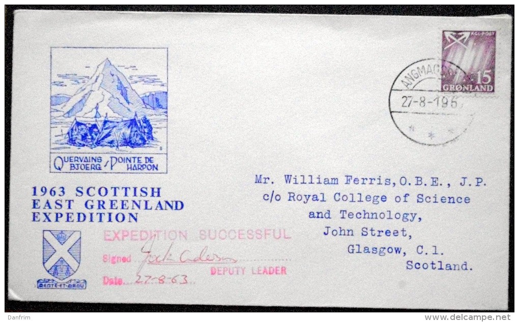 Greenland  COVER 1963 SCOTTISH EAST GREENLAND EXPEDITION    ( Lot  5942 ) - Storia Postale
