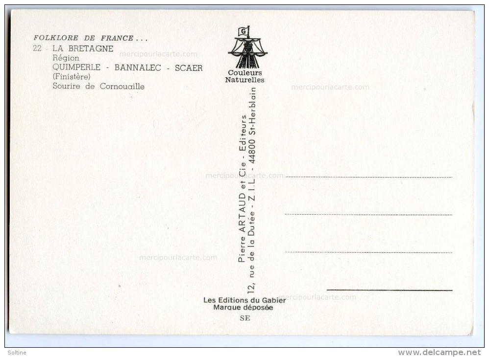 La Bretagne - Sourire De Cornouaille - QUIMPERLÉ BANNALEC SCAER - Non écrite - 2 Scans - Bannalec