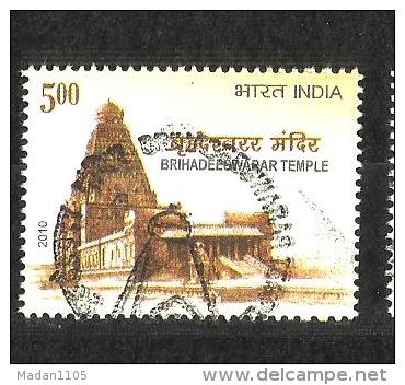 INDIA, 2010, FIRST DAY CANCELLED, Brihadeeswarar Temple Thanjavur, 1000 Years Of Completion,  1 V - Gebruikt