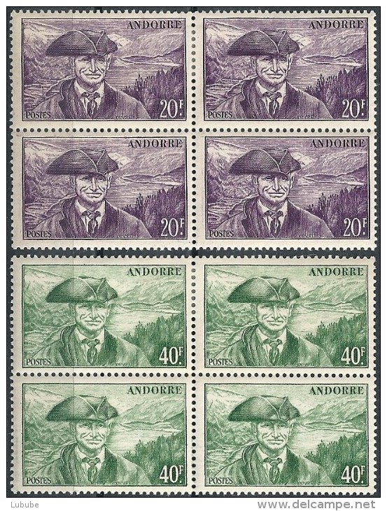 Viererblocks  "Ratsherr"  (20 F. + 40 F.)             1946 / 48 - Unused Stamps
