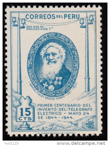 PERU - Scott #407 Samuel Morse / Mint H Stamp - Peru