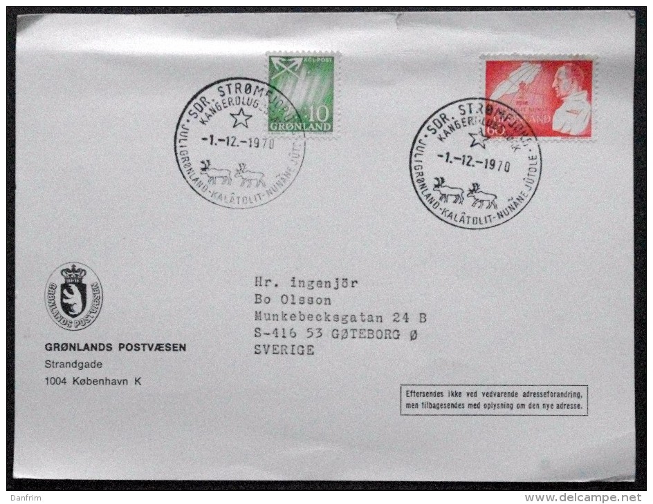 Greenland  Special Cancel Cover 1970 Christmas Postmark SDR. Strømfjord      ( Lot  5970 ) - Covers & Documents