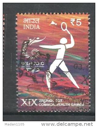 INDIA, 2010, FINE USED, XIX Commonwealth Games Badminton, 1 V - Oblitérés