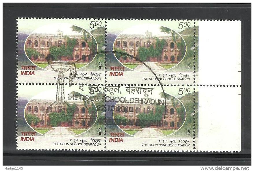 INDIA, 2010, FIRST DAY CANCELLED, Block Of 4,  Doon School, Dehradun, Education, - Oblitérés