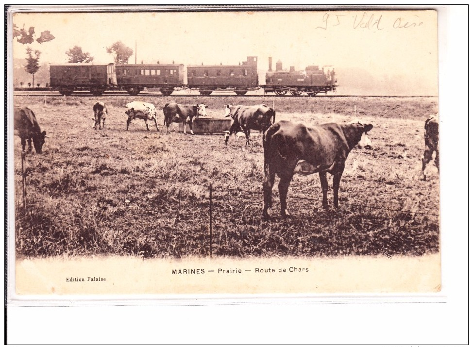 VAL D´OISE -  MARINES - Prairie - Route De Chars -  Train Vapeur - Marines