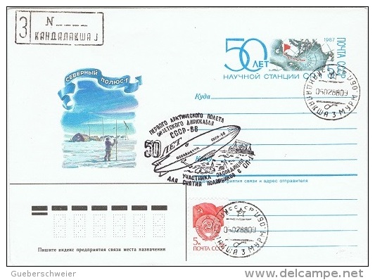 BAL-L19 - RUSSIE Entier Postal Illustré Survol De L´Antartique Par Un Zeppelin - Polar Flights