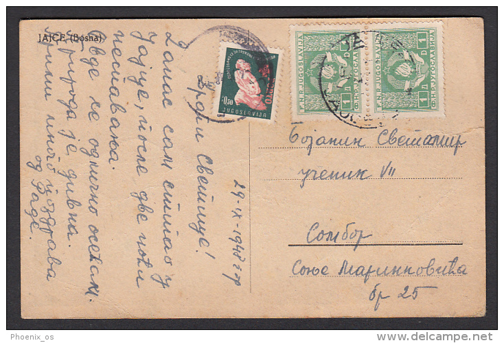 YUGOSLAVIA - Stationery Sent From Jajce To Sombor, Year 1948 - Charity Stamps First Aid - PORTO - Sonstige & Ohne Zuordnung