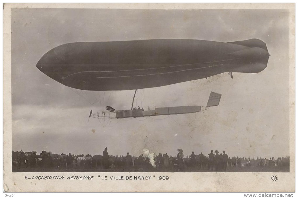 Locomotion Aérienne Dirigeable Ville De Nancy  Carte Photo 1910 - Zeppeline