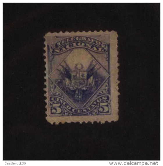 E) 1885 PERU, BLUE COAT OF ARMS, TELEGRAPH NG - Peru