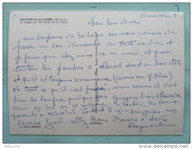 V08-49--maine Et Loire--montjean Sur Loire--la Plage Sur Les Bords De La Loire-animee-voitures- Voiliers-- - Sonstige & Ohne Zuordnung