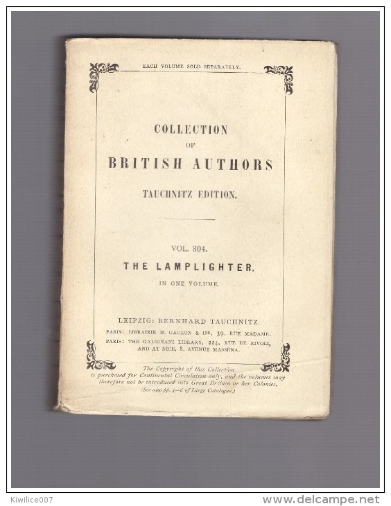 The Lamplighter (Vol. 304), In One Volume Collectif  1854 Tauchnitz Edition Vol 304 - 1850-1899