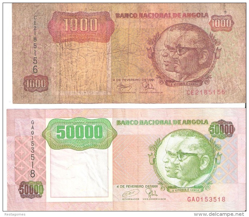 ANGOLA  1000 - 50000 KWANZAS 1991 (BANKNOTE)  2 SCANS - Angola