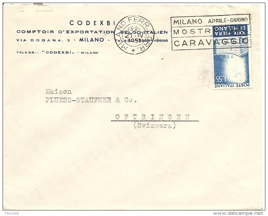 Italia, Cover, Mi 831, Milano 21.4.1951 Single Franking To Switzerland, See Scans! - Other & Unclassified