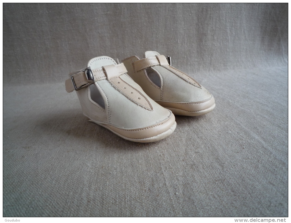 Chaussures Chaussons En Cuir Bébé Taille 19 Années 50-60. Voir Photos. - Zapatos