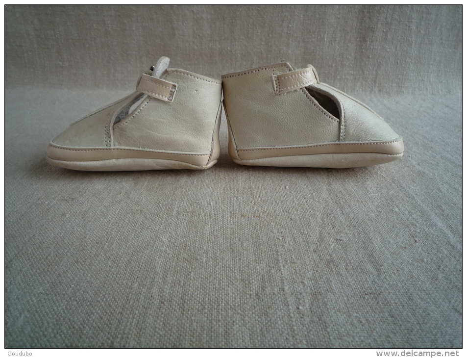 Chaussures Chaussons En Cuir Bébé Taille 19 Années 50-60. Voir Photos. - Zapatos