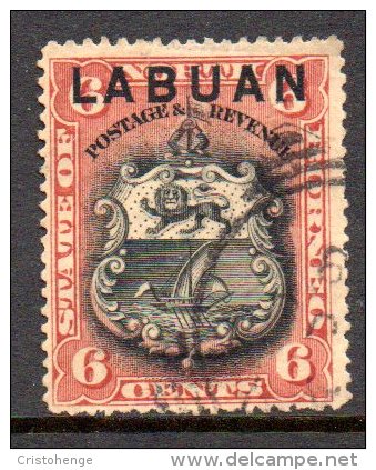 Labuan - North Borneo 1894-96 Overprints - 6c Arms Of The Company Postally Used (SG 67) - North Borneo (...-1963)