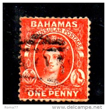 SS6453 - BAHAMAS 1863, Yvert N, 5a Rosso Fil. CC Dent 12 1/2. Usato - 1859-1963 Colonia Britannica