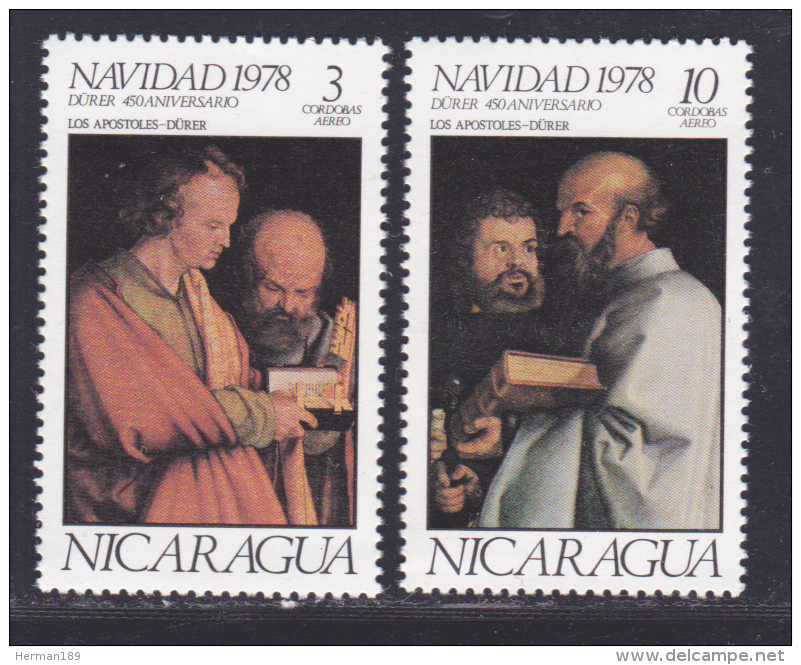 NICARAGUA AERIENS N°  916 & 917 ** MNH Neufs Sans Charnière, TB (D1140) Tableaux De Durer, Noel Les Apoôtres - Nicaragua