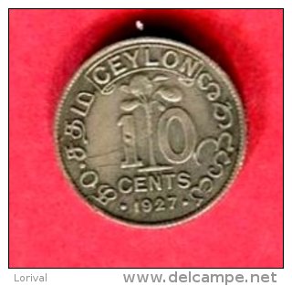 10 CENTS  1927 ( KM  104A )   TB 4 - Sri Lanka