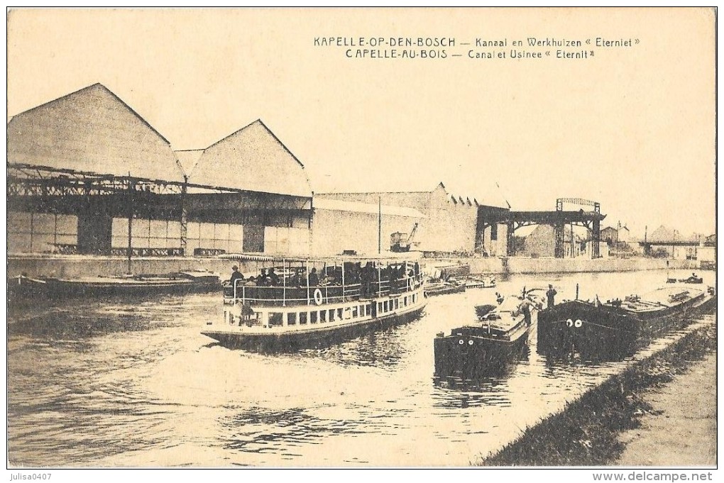 CAPELLE AU BOIS (Belgique) Canal Peniches Usine Eternit - Kapelle-op-den-Bos