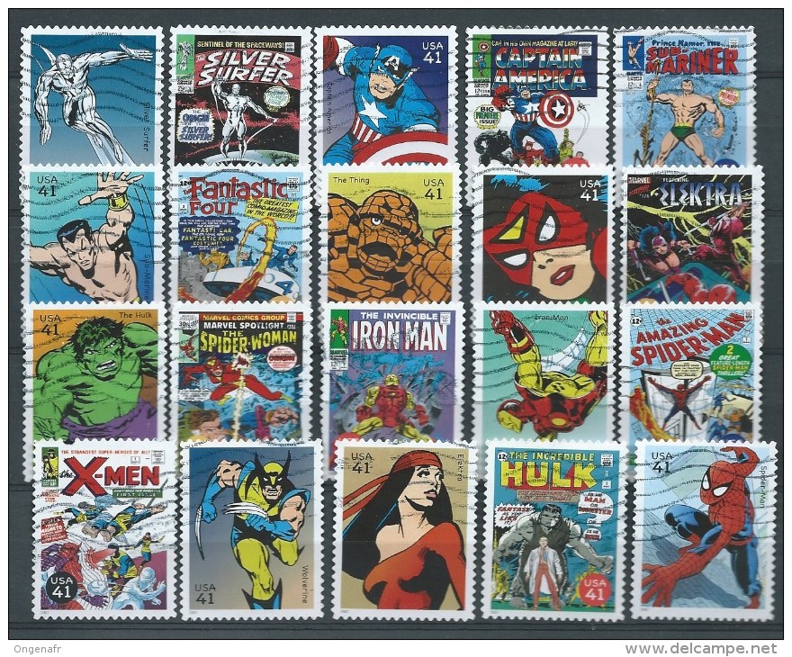 Etats-Unis: Obl. 20 Timbres  COMICS; Spiderman; Hulk;X-men; Etc...  Série Complète - Comics