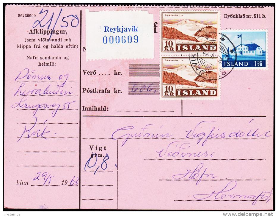 1957. Landscapes. 10 Kr. Fylgibréf. Postkrafa 606 Kr. REYKJAVIK 29.V.63. (Michel: 318) - JF180980 - Unused Stamps