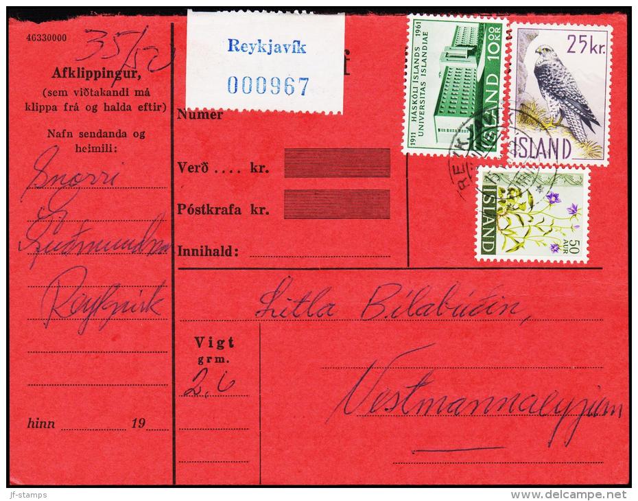 1960. Islandic Falcon. 25 Kr. Fylgibréf. REYKJAVIK 15.VIII.63. (Michel: 339) - JF180943 - Briefe U. Dokumente
