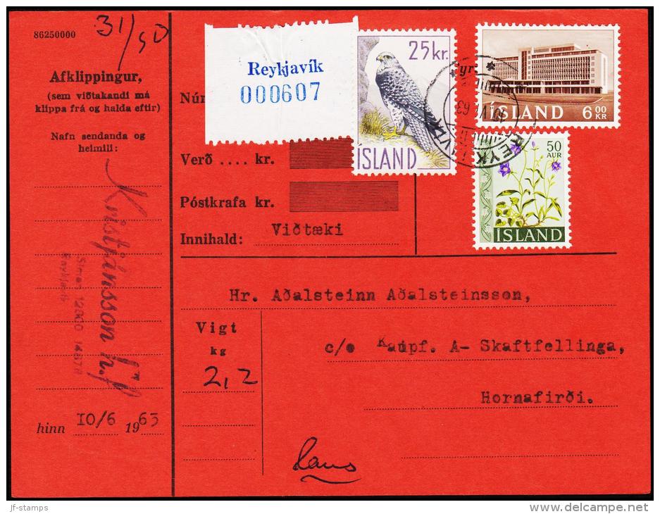 1960. Islandic Falcon. 25 Kr. Fylgibréf. REYKJAVIK 10.VI.63. (Michel: 339) - JF180946 - Lettres & Documents