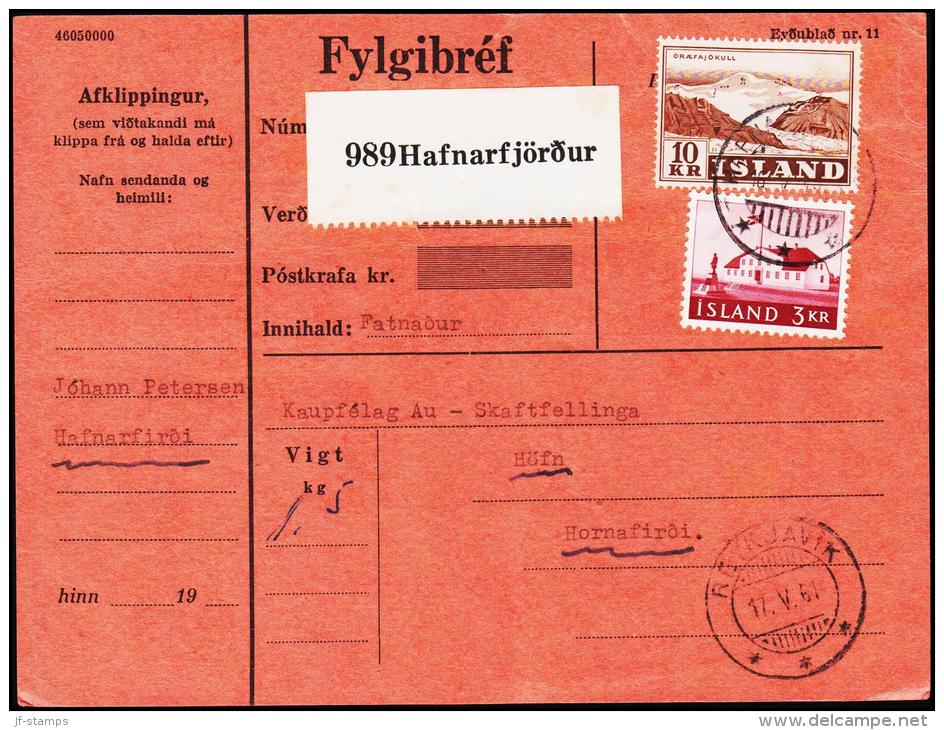 1957. Landscapes. 10 Kr. Fylgibréf. HAFNARFJÖRDUR 16.V.61. (Michel: 318) - JF180982 - Unused Stamps