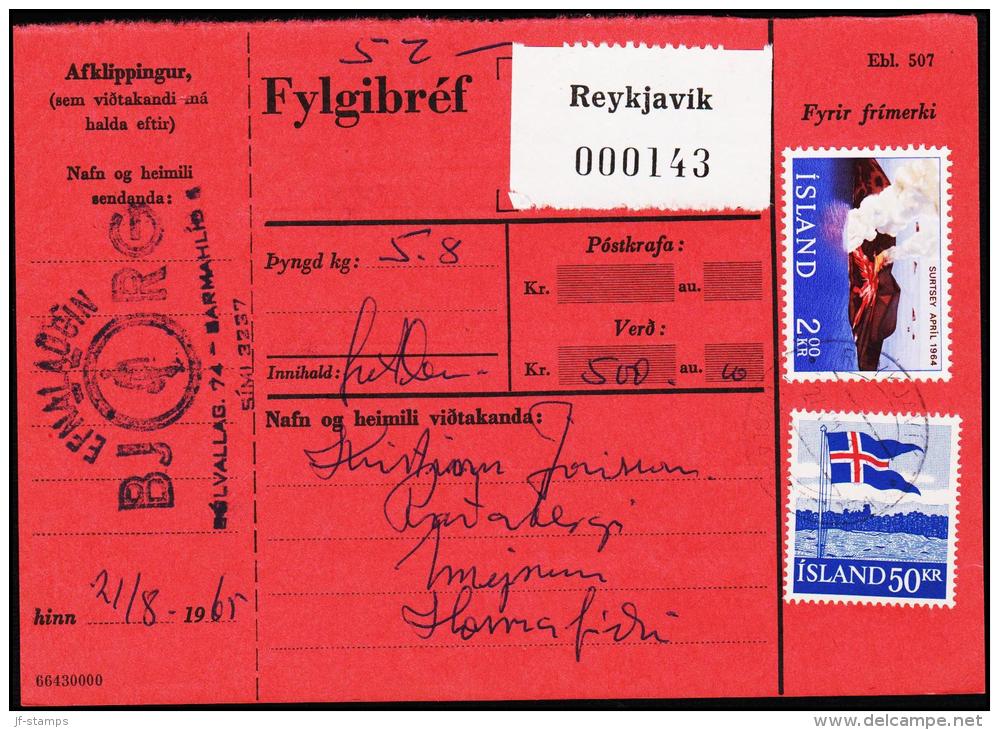 1958. Flag. 50 Kr. Fylgibréf. Verd 500 Kr. REYKJAVIK 21.VIII.65. (Michel: 328) - JF180950 - Unused Stamps