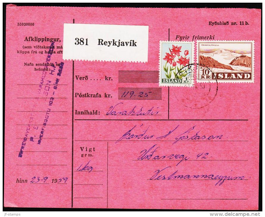 1957. Landscapes. 10 Kr. Fylgibréf. Postkrafa 119,25 Kr. REYKJAVIK 23.IX.59. (Michel: 318) - JF180974 - Ongebruikt